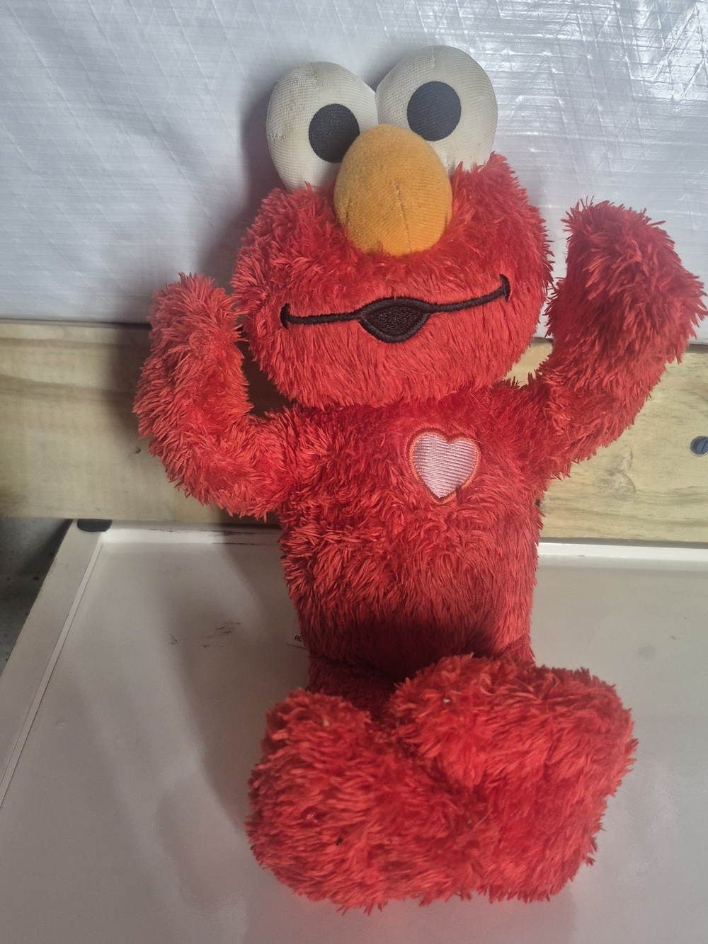 Hasbro Red Plush Elmo with Heart Patch